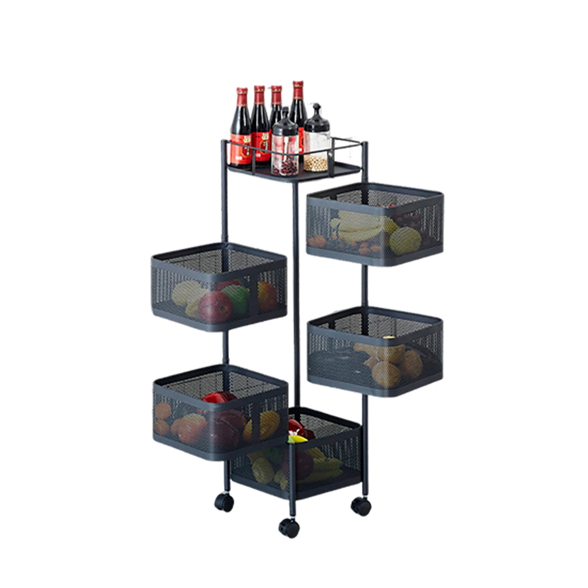 HobbyLane Five Layer Rotatable Carbon Steel Trolley Storage Rack