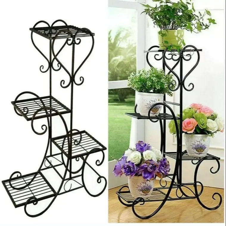 Four Tier Metal Plant Stand For Indoor Outdoor Garden Shelf