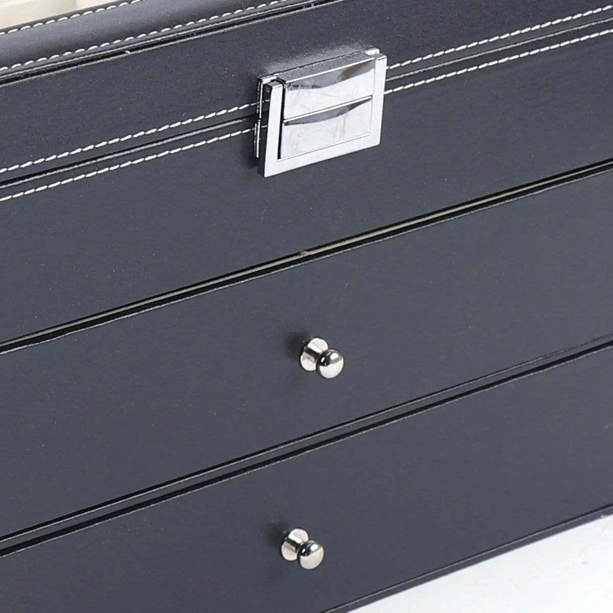 Premium PU Leather Jewelry Display Box With Glass Viewing Window