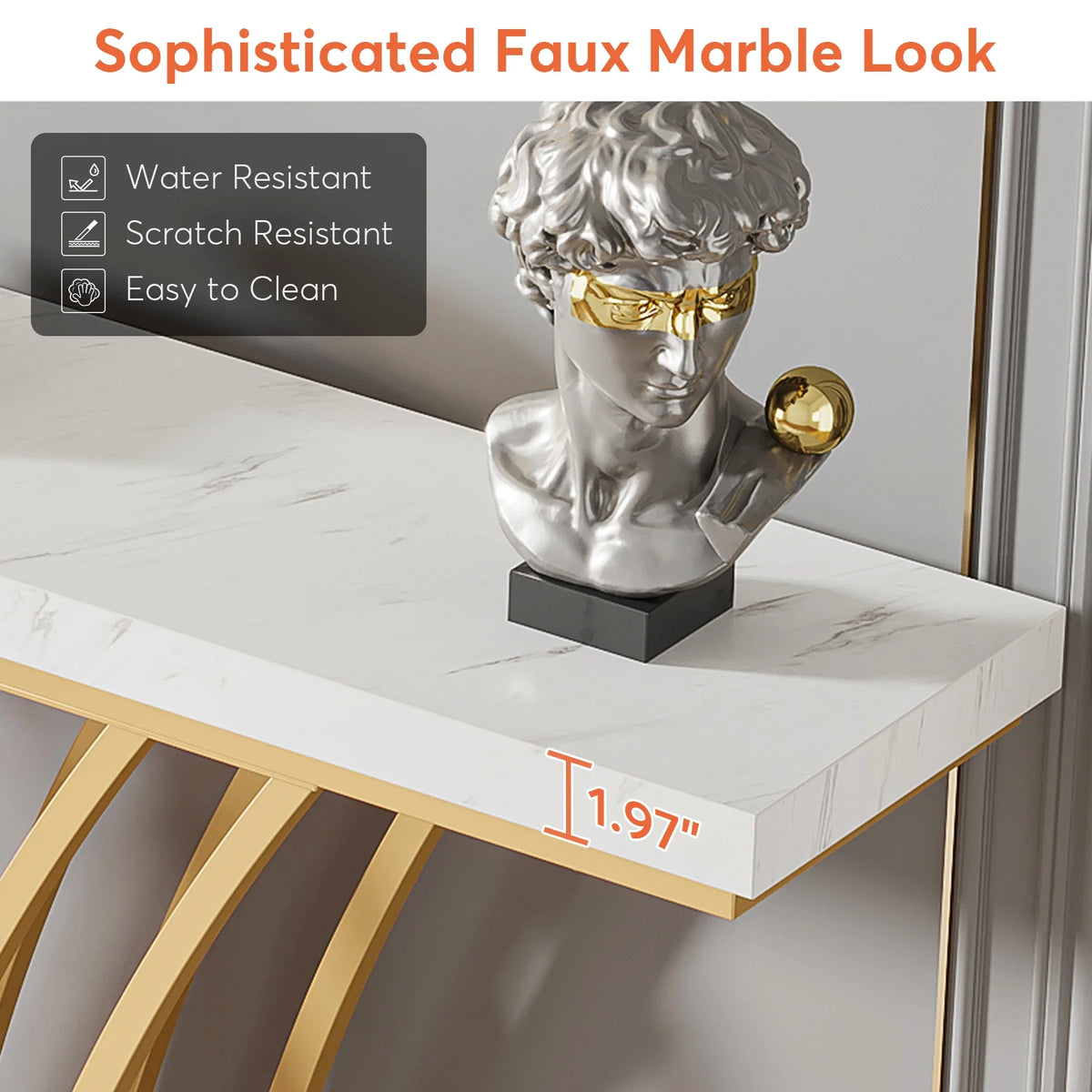 Tribesigns Modern Entryway Console Table With Metal Grid Base