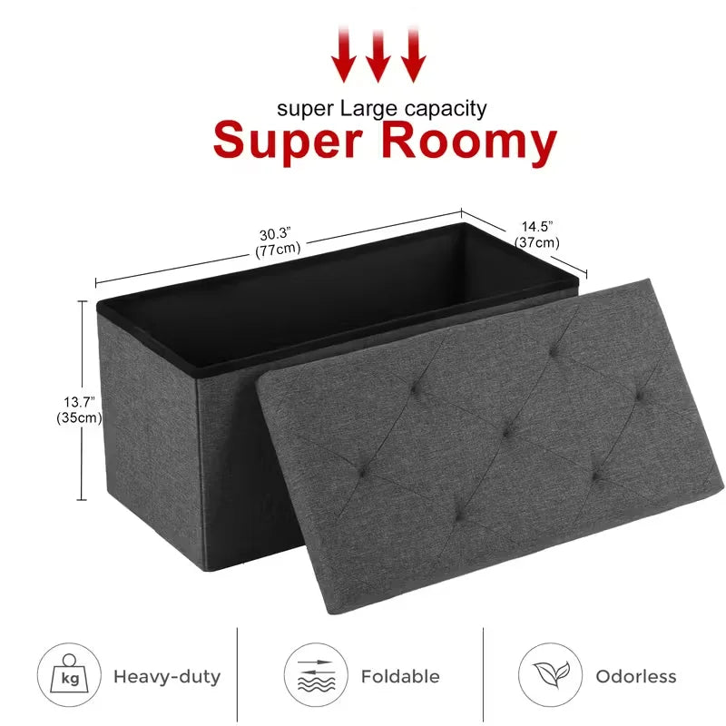 Foldable Storage Ottoman Bench For Indoor And Outdoor Use