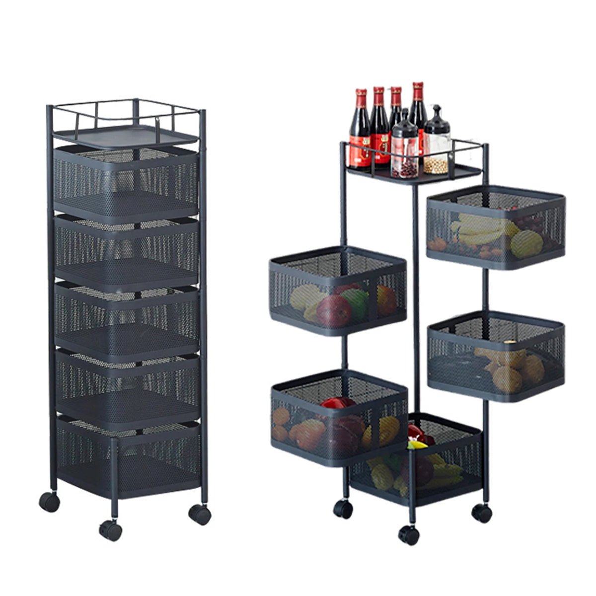 HobbyLane Five Layer Rotatable Carbon Steel Trolley Storage Rack