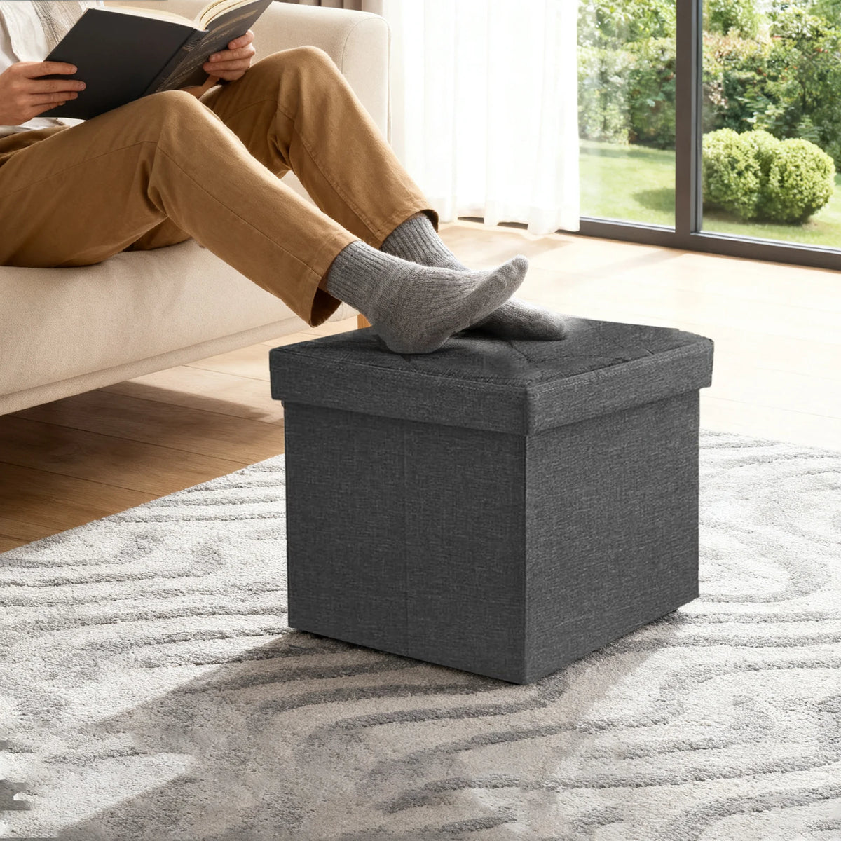 Foldable Storage Ottoman Bench For Indoor And Outdoor Use