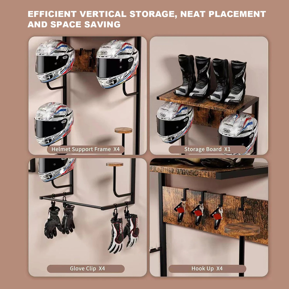 HiMISS Motorcycle Helmet Holder Wall Mounted Storage Rack