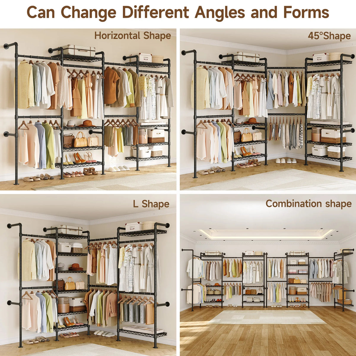 Onbrill Wall Mounted Industrial Pipe Clothes Rack With Expandable Rods
