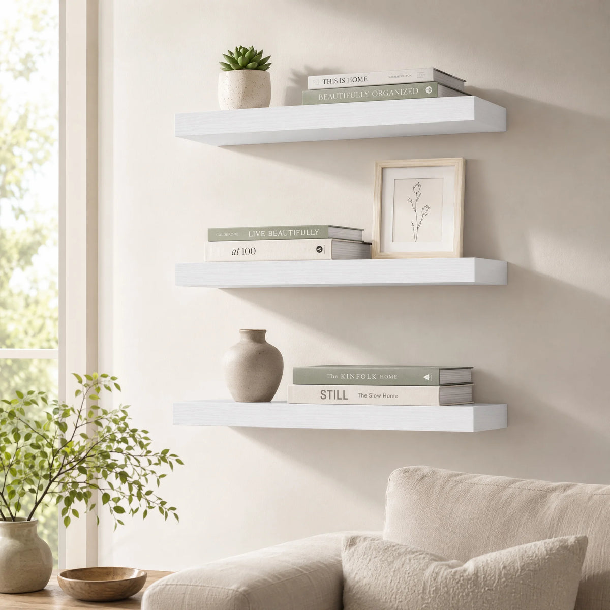 Floating Wall Shelves With Invisible Brackets For Home Decor