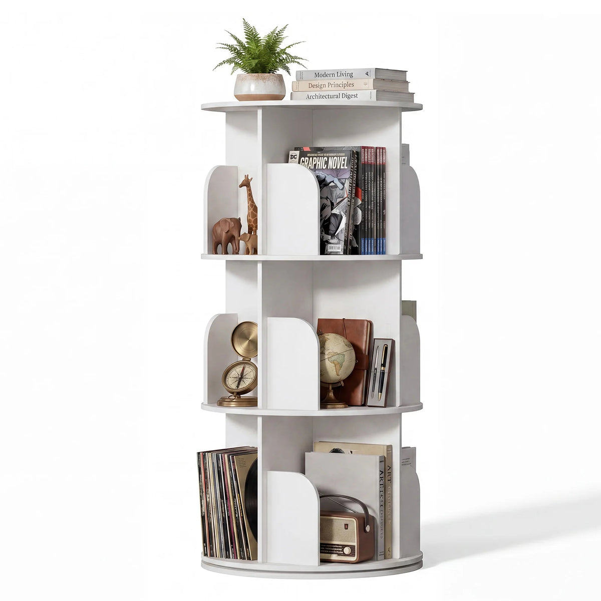 MCQ Rotating Open Cube Bookshelf With Modern Storage Design
