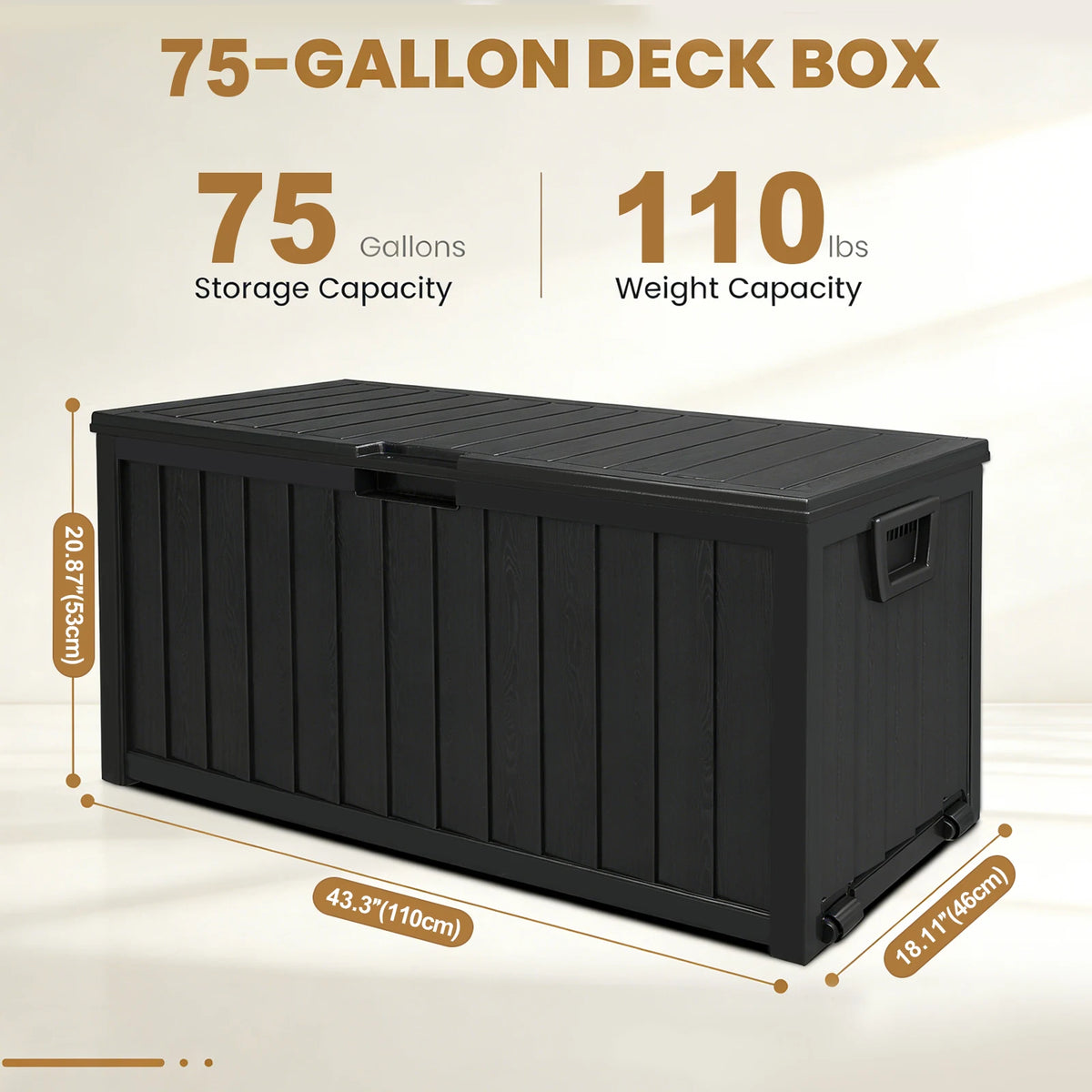 Heavy Duty Outdoor Plastic Deck Box With Lockable Lid