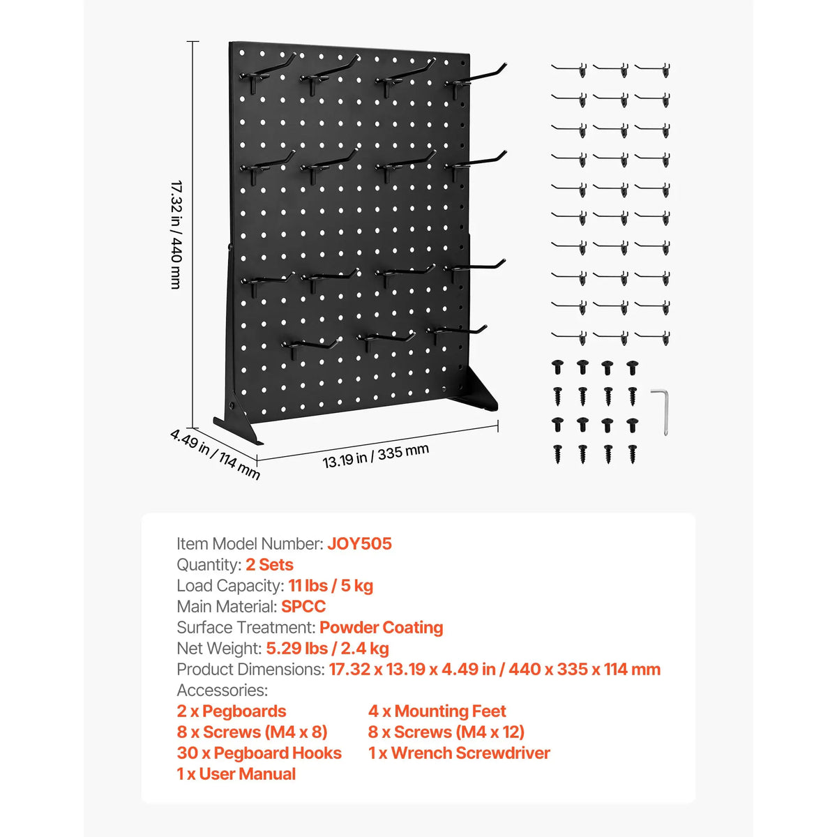 SucceBuy Steel Tabletop Pegboard Display Rack With Hooks