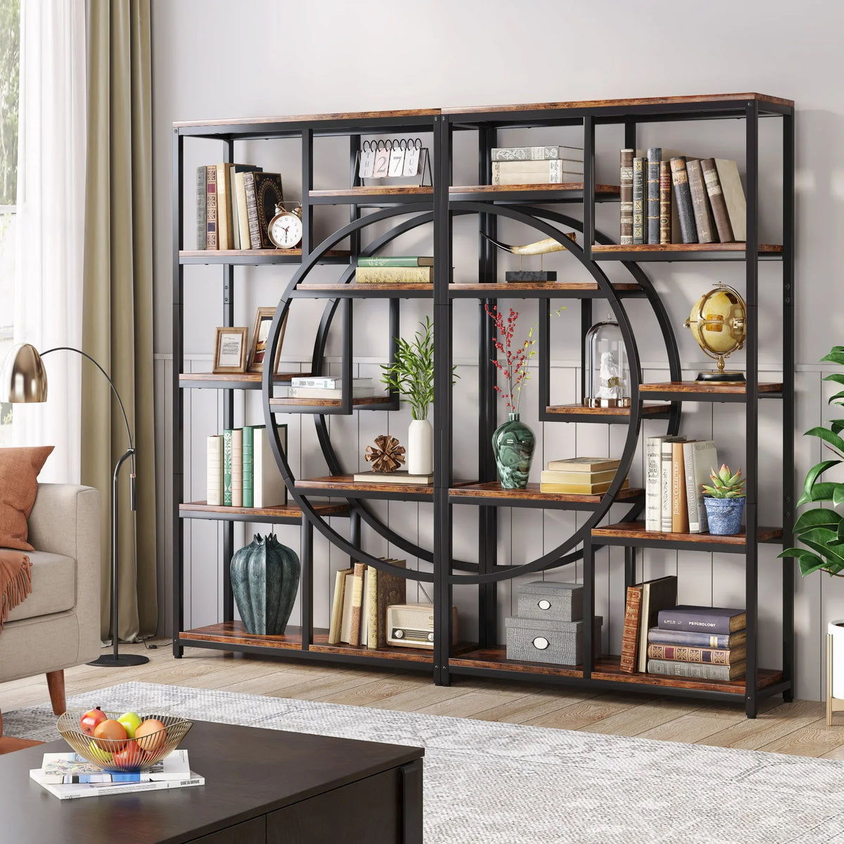 Tribesigns 5 Tier Industrial Bookcase Freestanding Display Storage Shelf