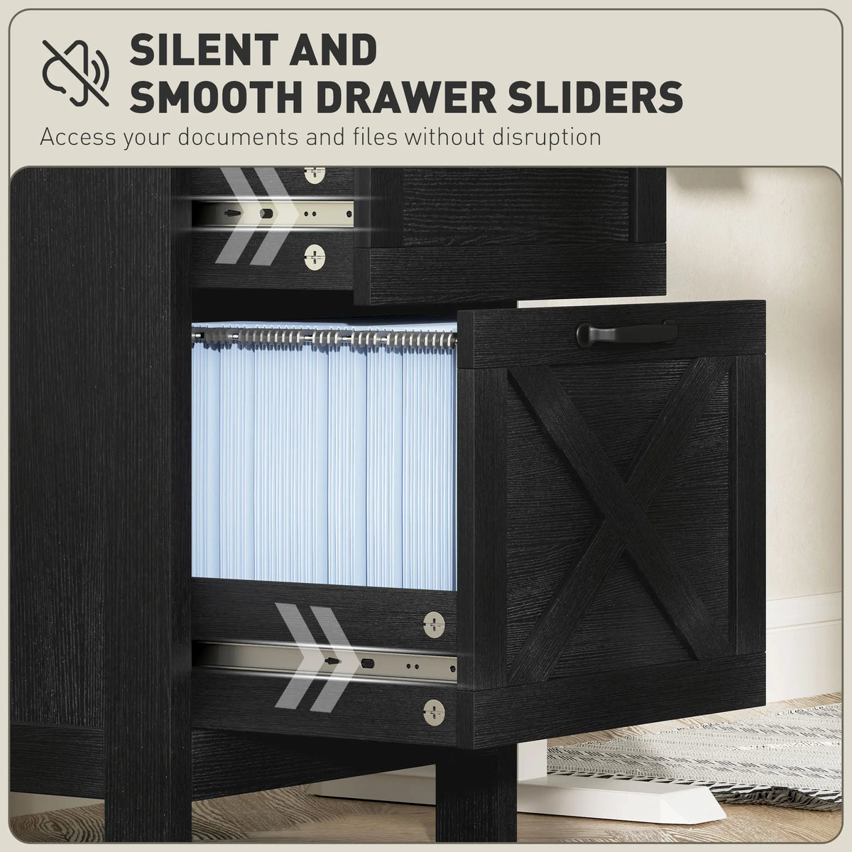 HOMCOM Three Drawer Vertical File Cabinet With Silent Slides