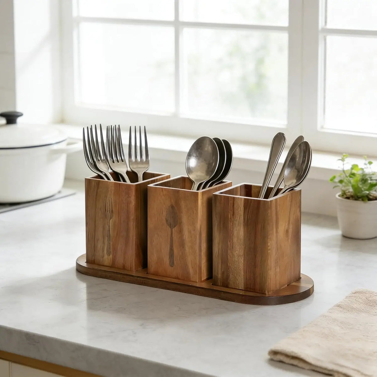 Garvee Acacia Wood Kitchen Utensil Holder Organizer