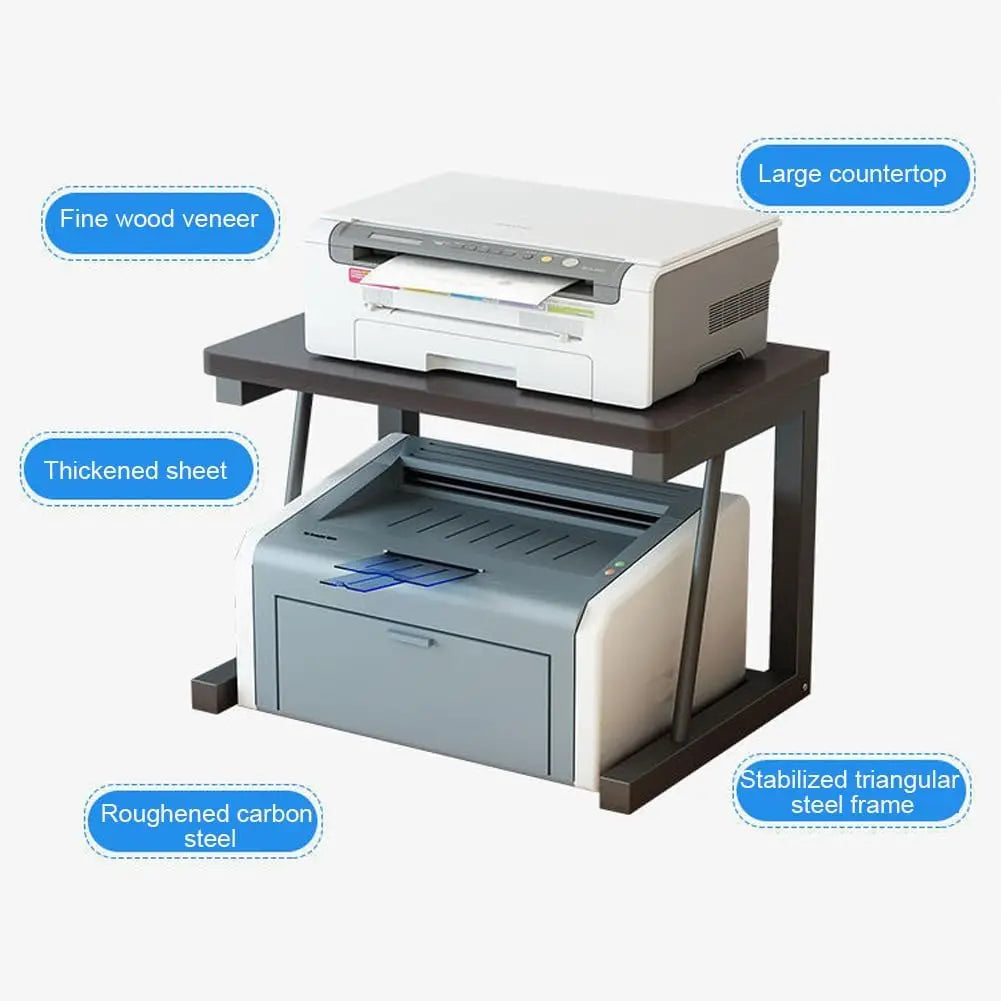 Wooden Desktop Printer Stand Two Tier Office Organizer