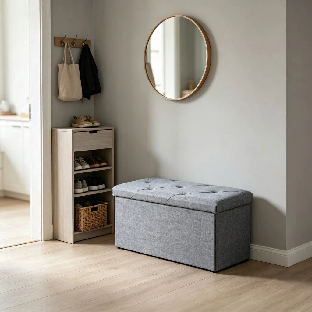 Folding Storage Ottoman Bench with 400 Lb Capacity