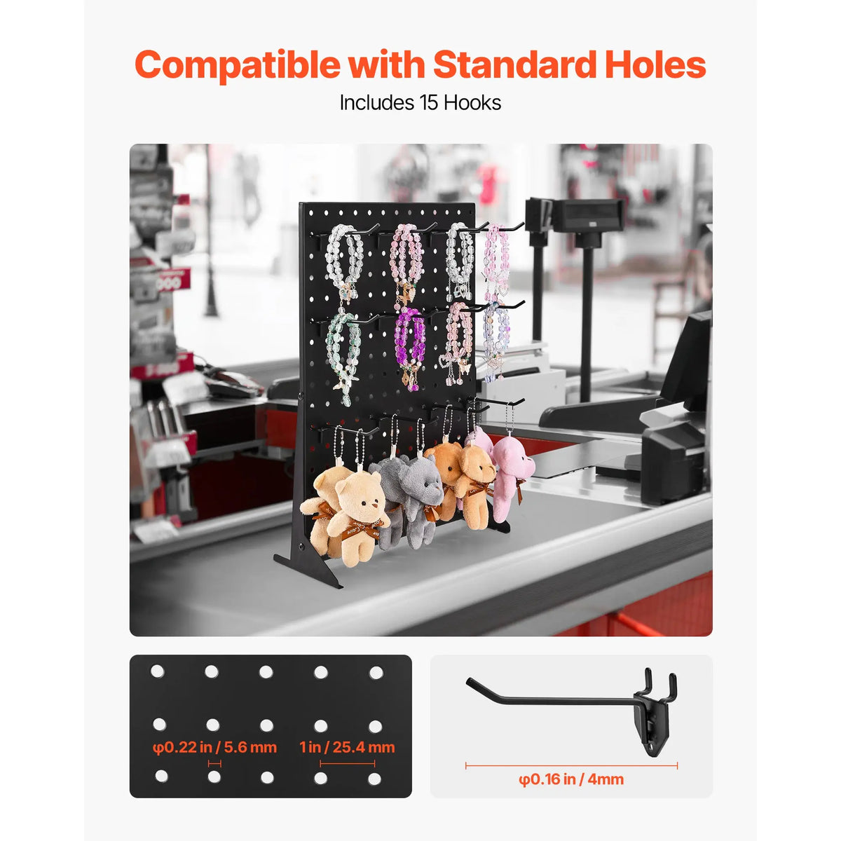 SucceBuy Steel Tabletop Pegboard Display Rack With Hooks