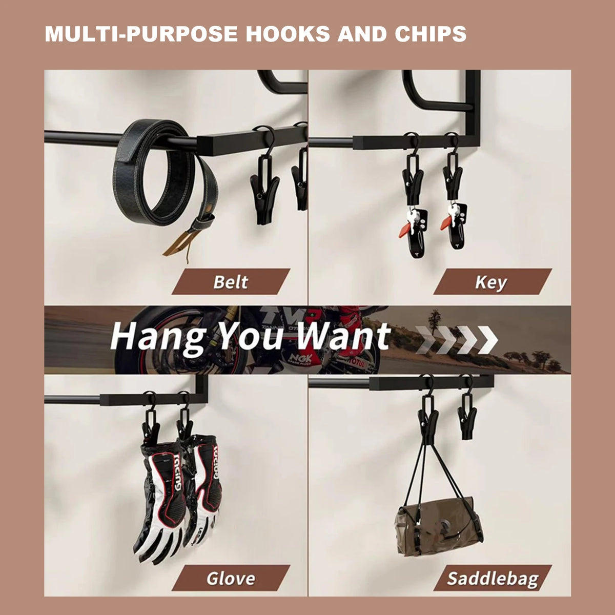 HiMISS Motorcycle Helmet Holder Wall Mounted Storage Rack