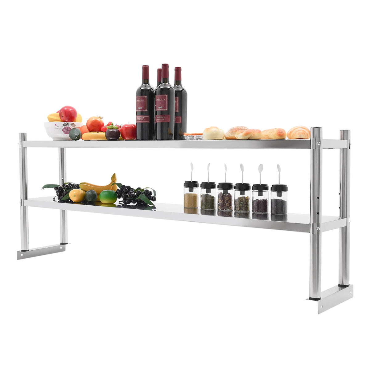 Stainless Steel Two Tier Adjustable Heavy Duty Storage Shelf Rack