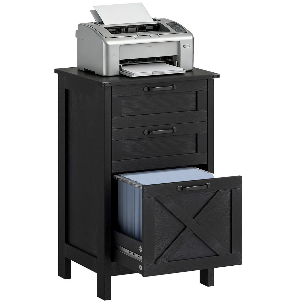 HOMCOM Three Drawer Vertical File Cabinet With Silent Slides