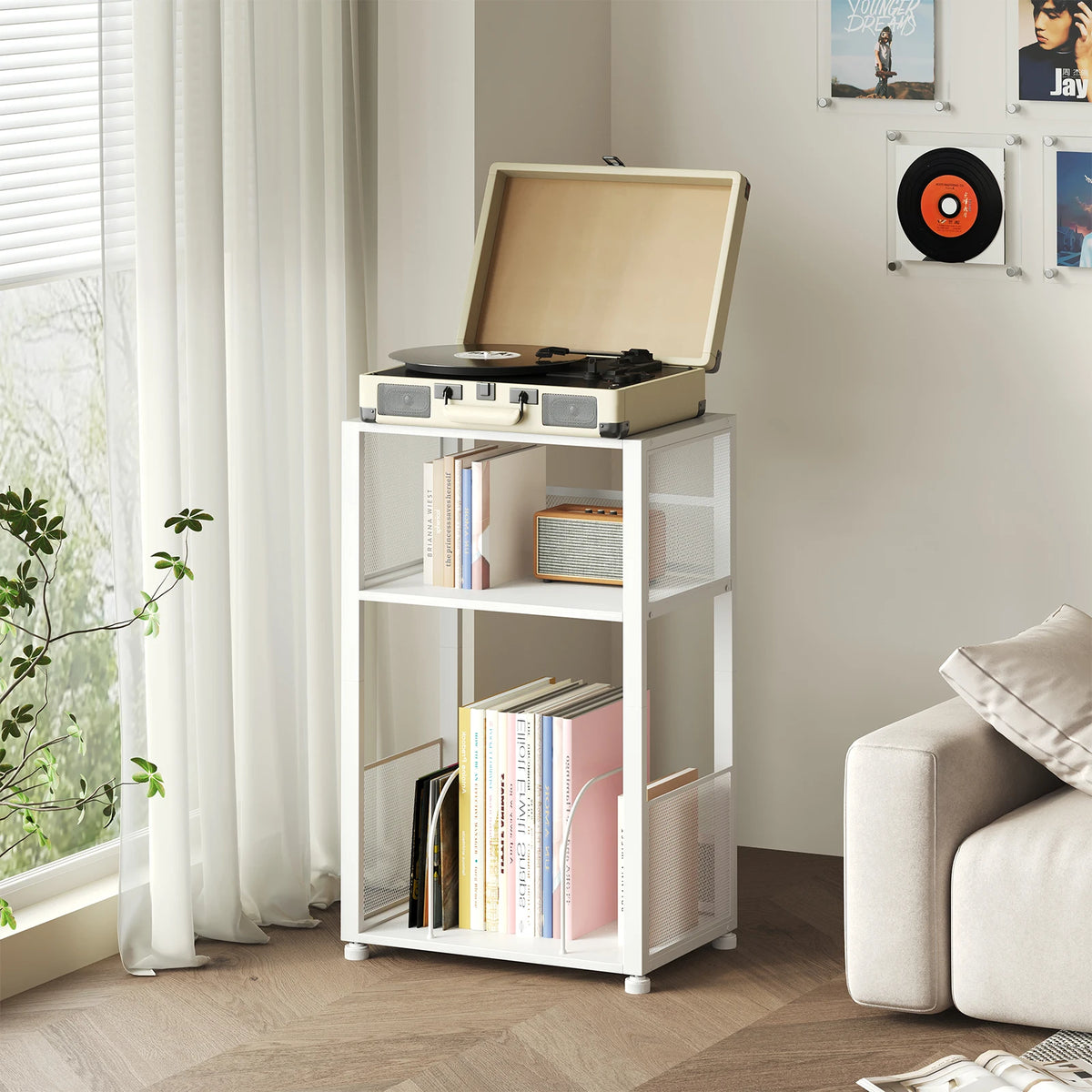 JHK 3 Tier Metal AV Media Stand For Record Storage Rack