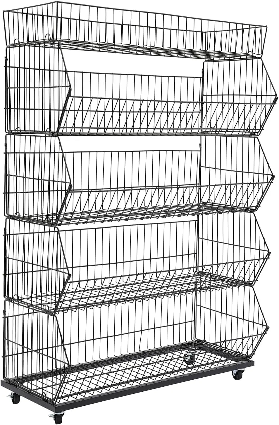 Five Tier Mobile Wire Steel Storage Shelf For Retail And Home