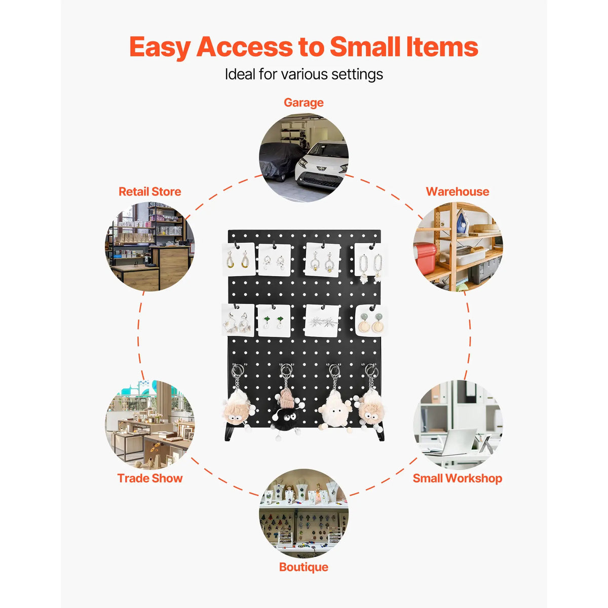 SucceBuy Steel Tabletop Pegboard Display Rack With Hooks