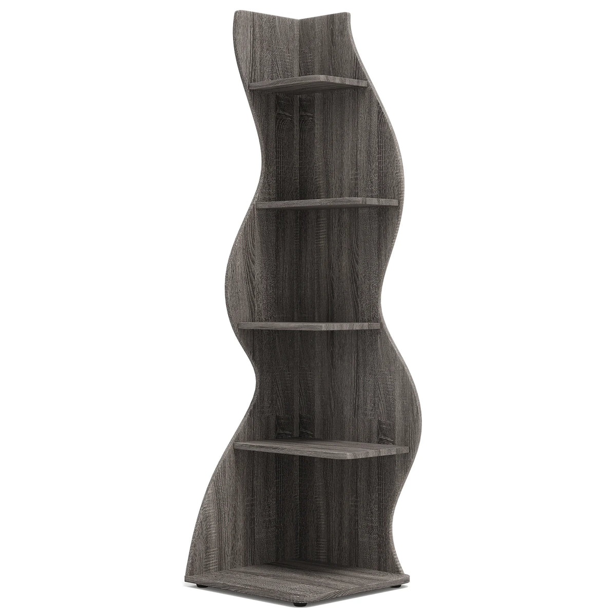 Tribesigns Modern Five Tier Wooden Corner Bookshelf Plant Stand