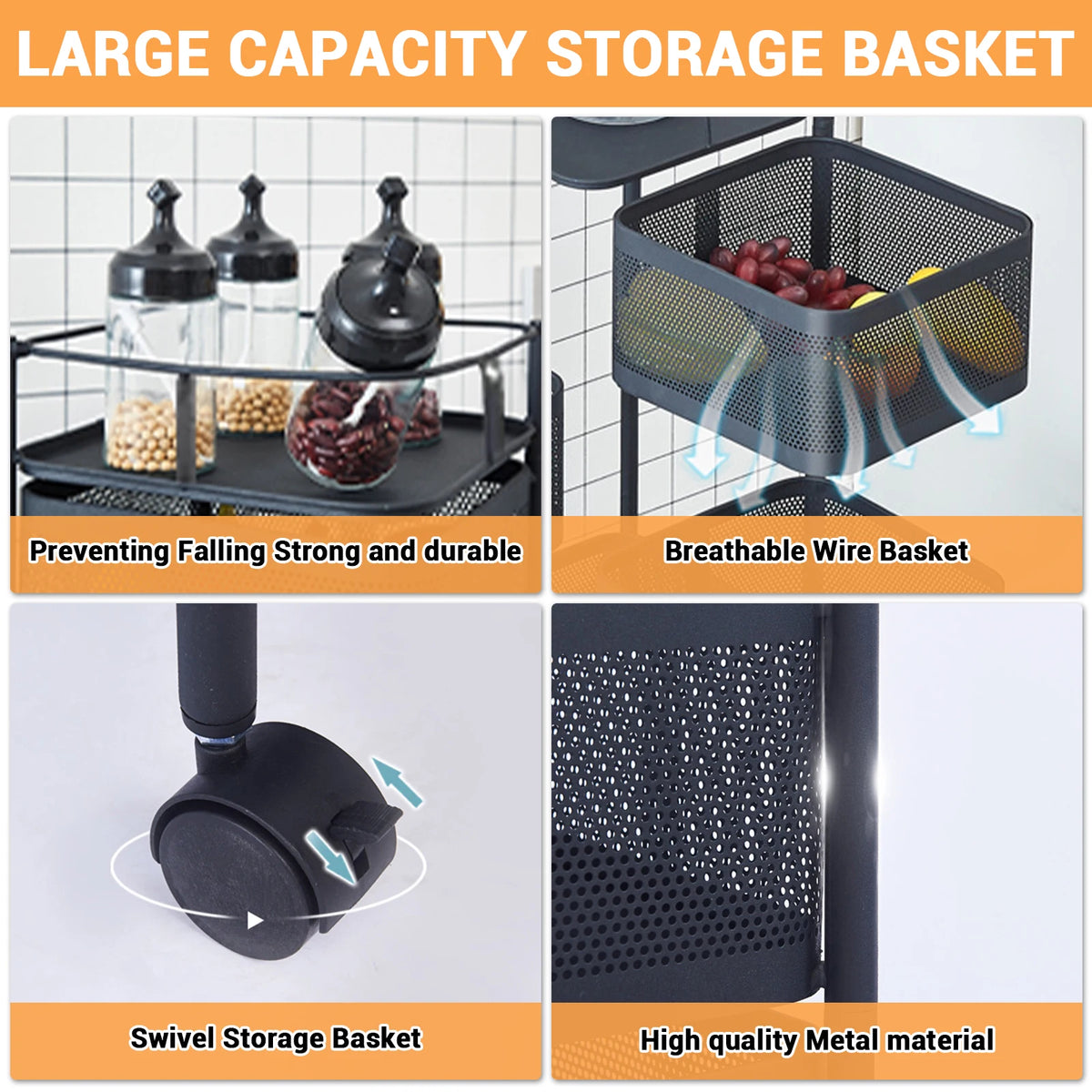 HobbyLane Five Layer Rotatable Carbon Steel Trolley Storage Rack