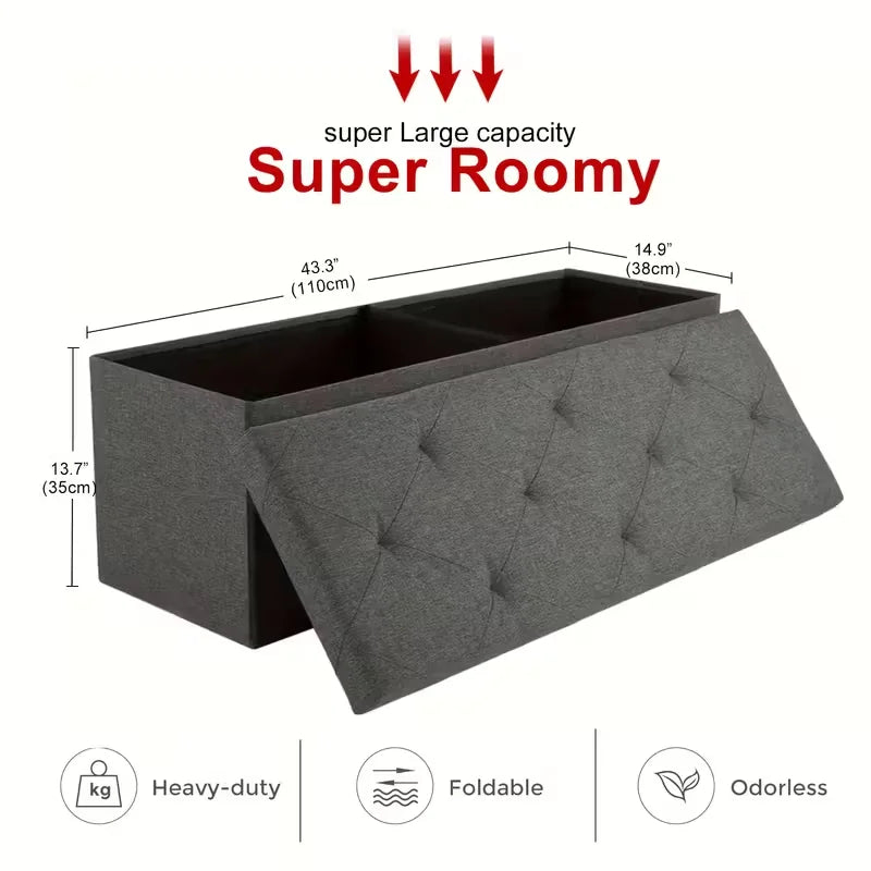 Foldable Storage Ottoman Bench For Indoor And Outdoor Use