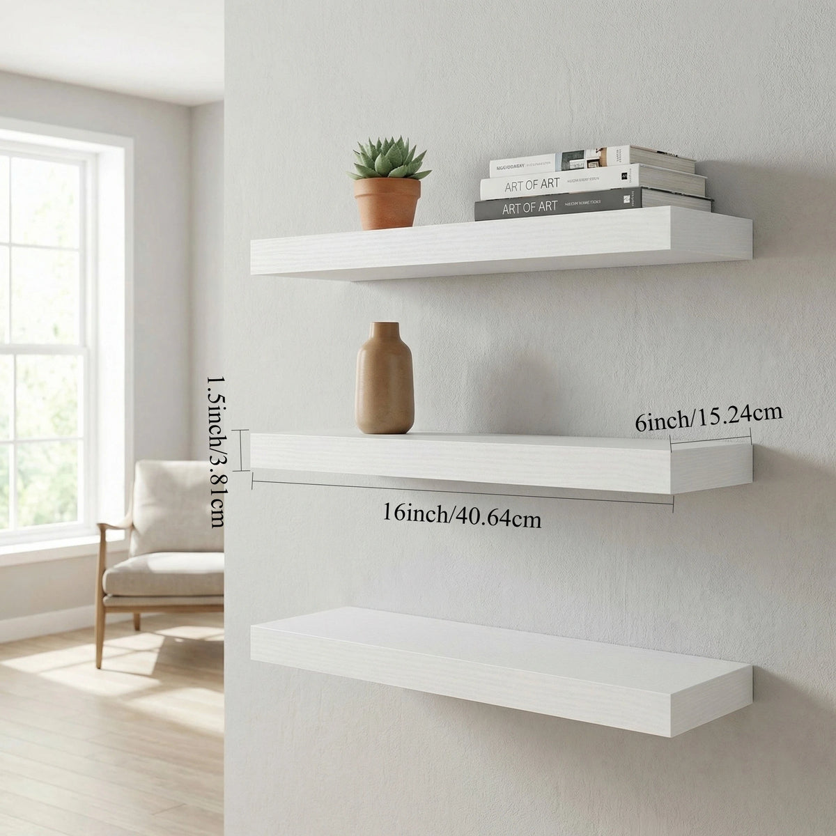 Floating Wall Shelves With Invisible Brackets For Home Decor
