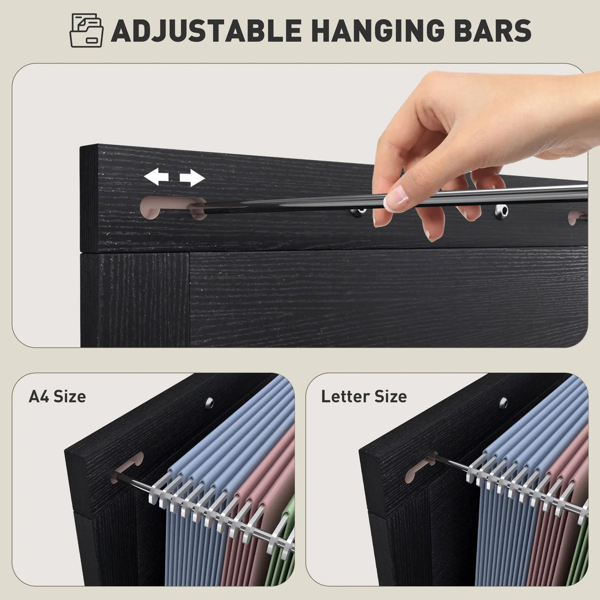 HOMCOM Three Drawer Vertical File Cabinet With Silent Slides