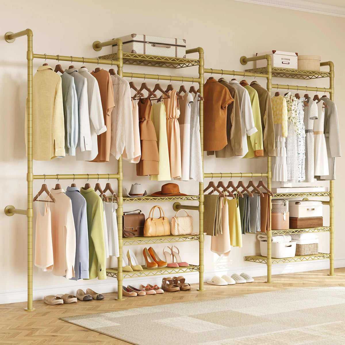 Onbrill Wall Mounted Industrial Pipe Clothes Rack With Expandable Rods