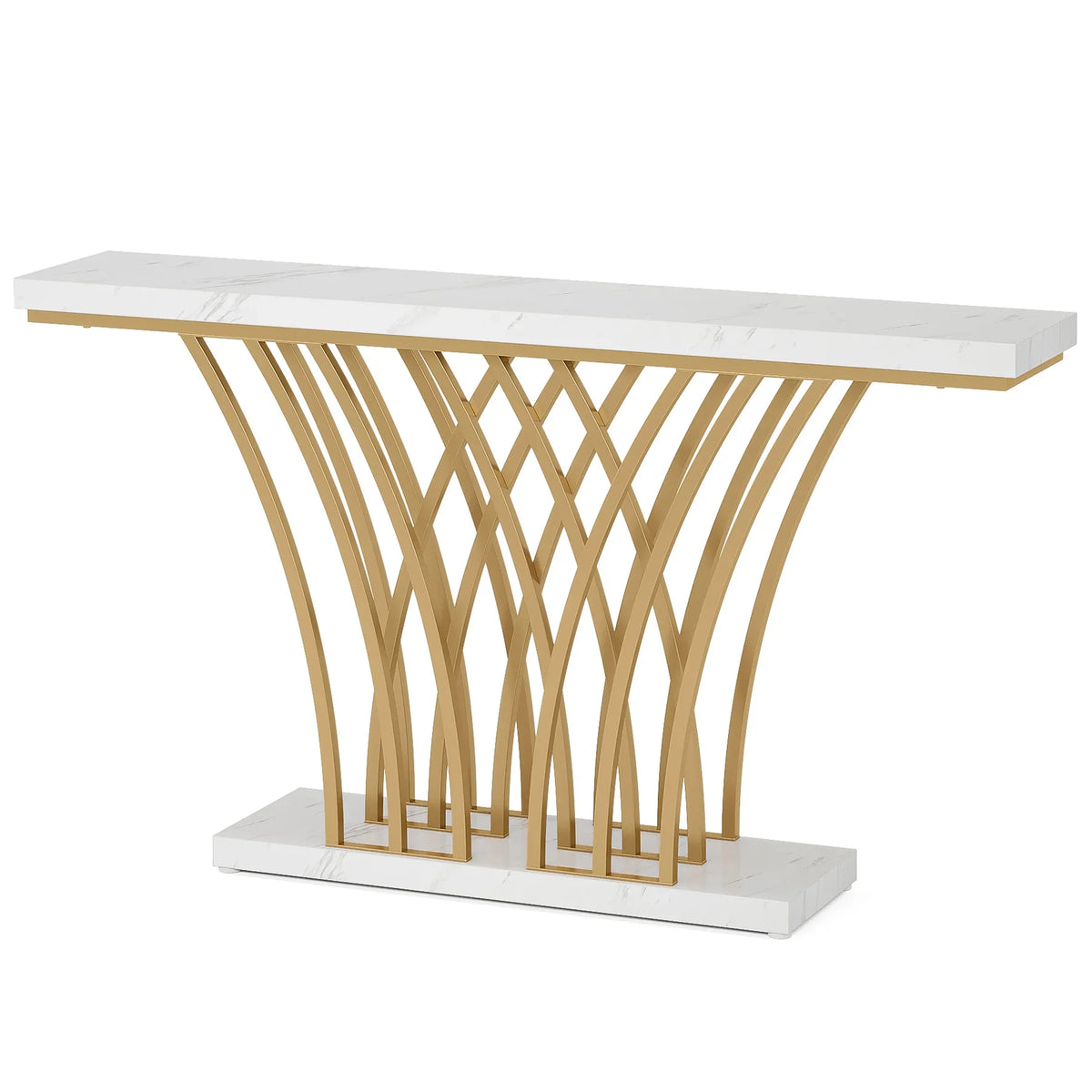 Tribesigns Modern Entryway Console Table With Metal Grid Base