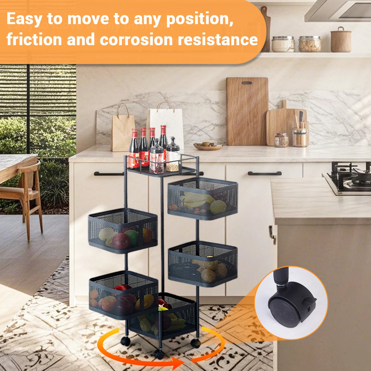 HobbyLane Five Layer Rotatable Carbon Steel Trolley Storage Rack