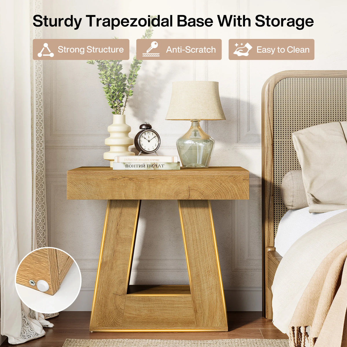 Tribesigns Two Tier Wooden Side Table For Bedroom Nightstand