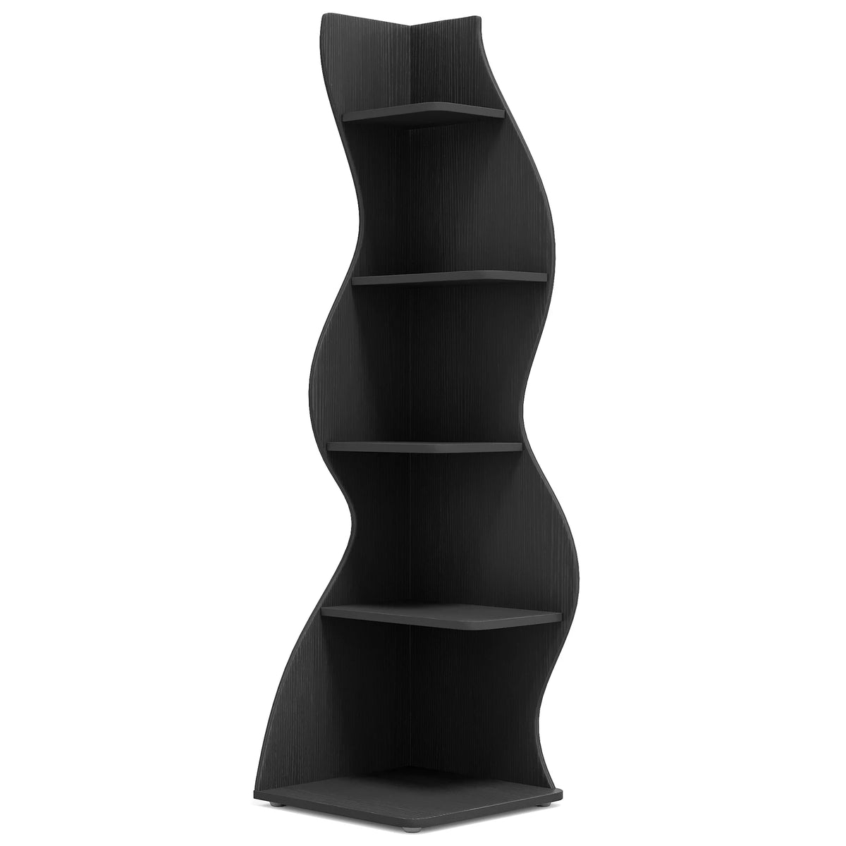 Tribesigns Modern Five Tier Wooden Corner Bookshelf Plant Stand