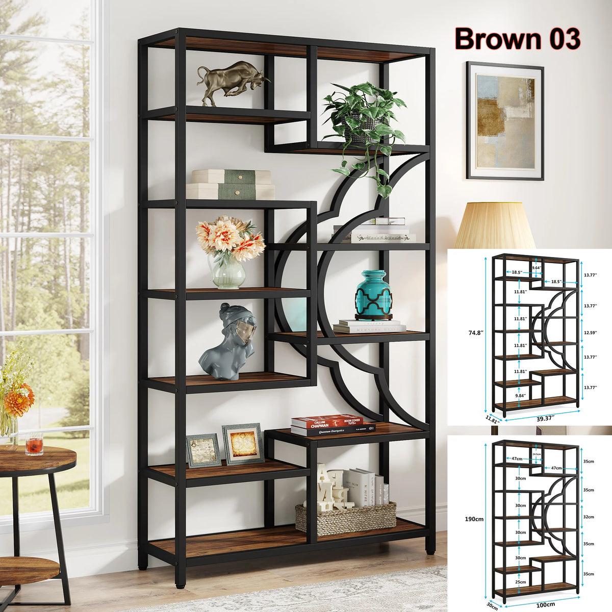 Tribesigns 5 Tier Industrial Bookcase Freestanding Display Storage Shelf