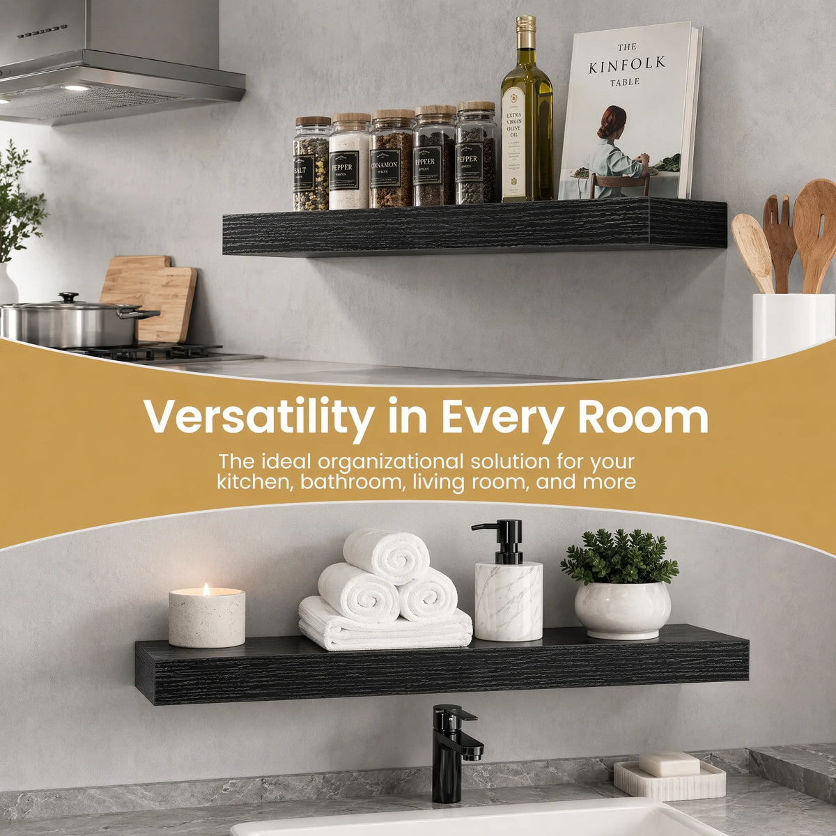 Floating Wall Shelves With Invisible Brackets For Home Decor