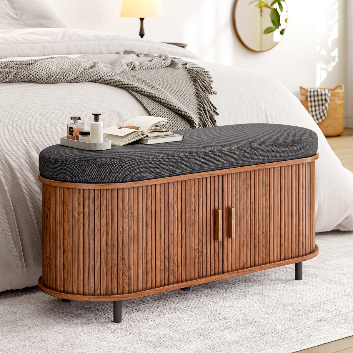 Sturdy Wooden Three Tier Shoe Storage Bench With Cushion