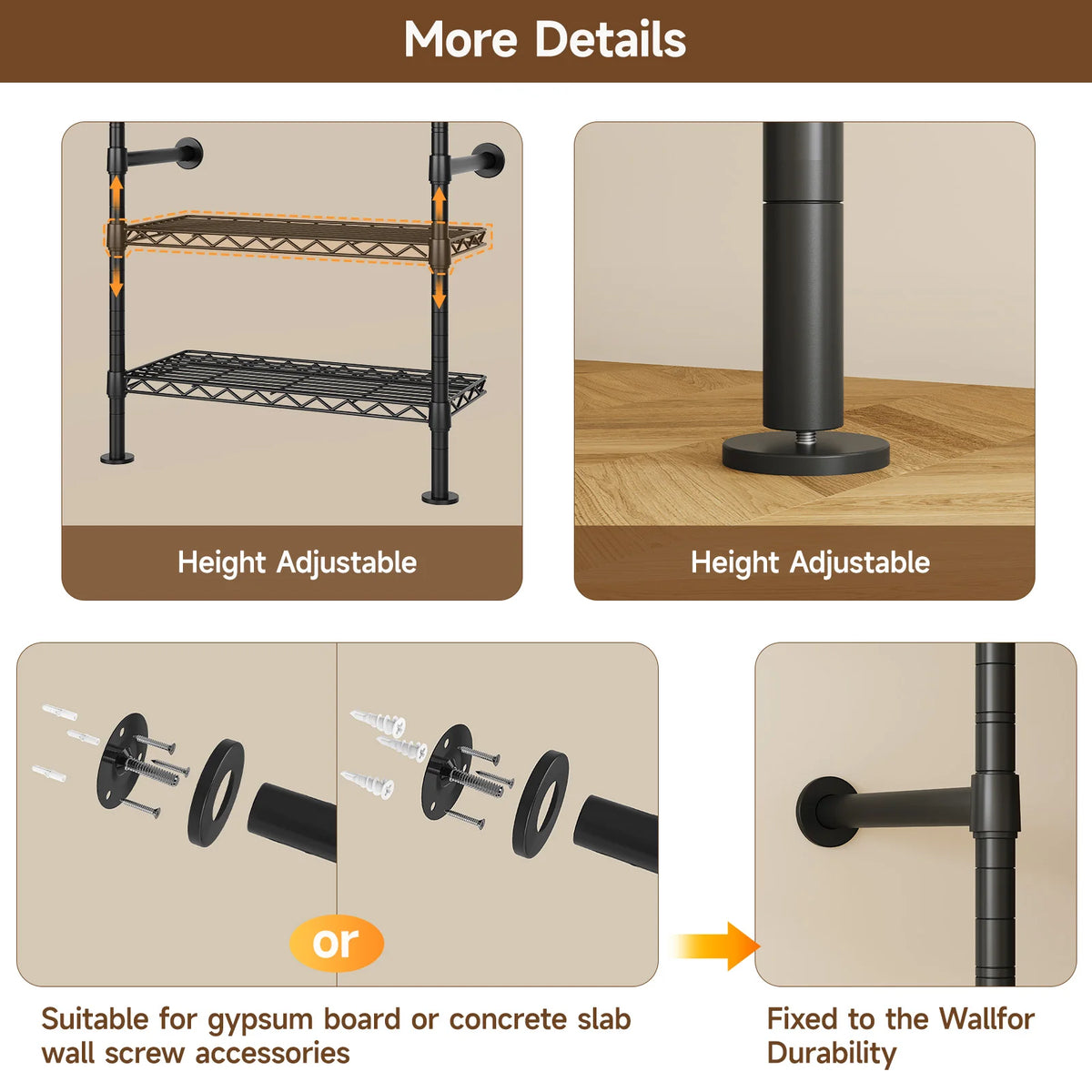 Onbrill Wall Mounted Industrial Pipe Clothes Rack With Expandable Rods