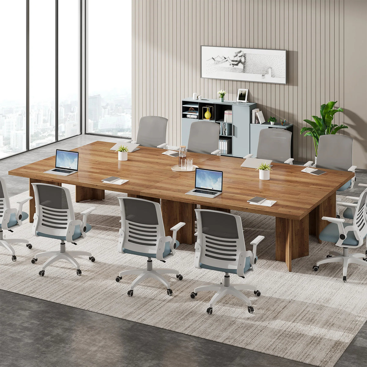 Tribesigns Vintage Farmhouse Wood Executive Home Office Desk
