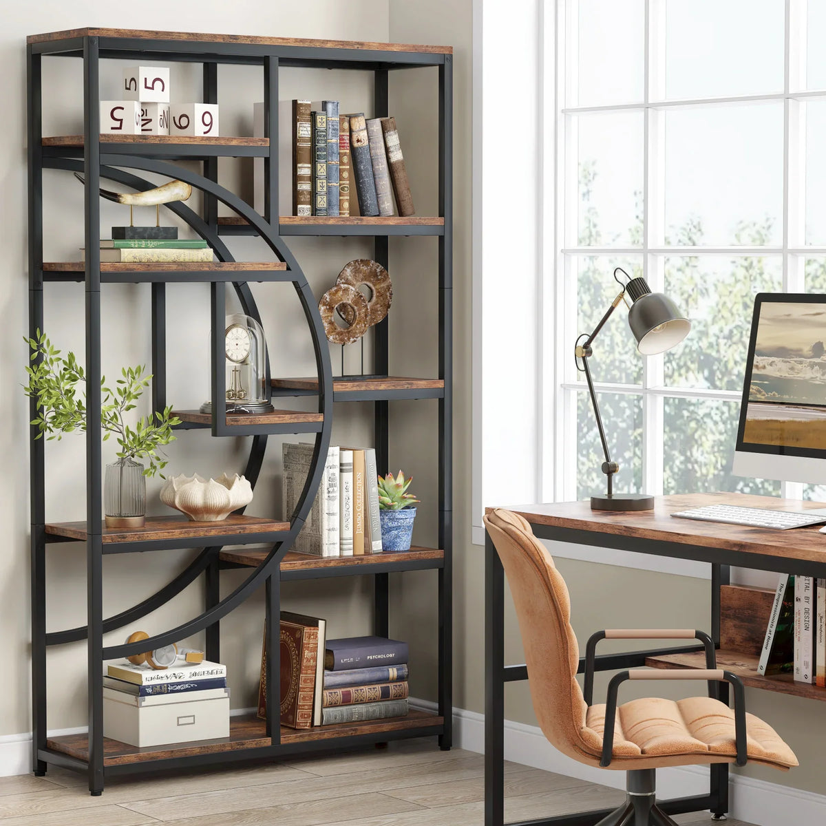 Tribesigns 5 Tier Industrial Bookcase Freestanding Display Storage Shelf