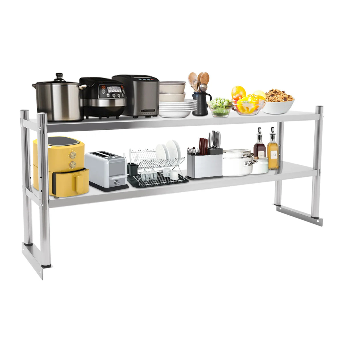 Stainless Steel Two Tier Adjustable Heavy Duty Storage Shelf Rack