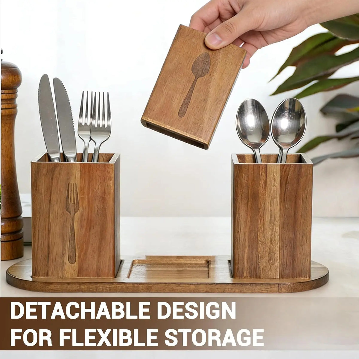 Garvee Acacia Wood Kitchen Utensil Holder Organizer