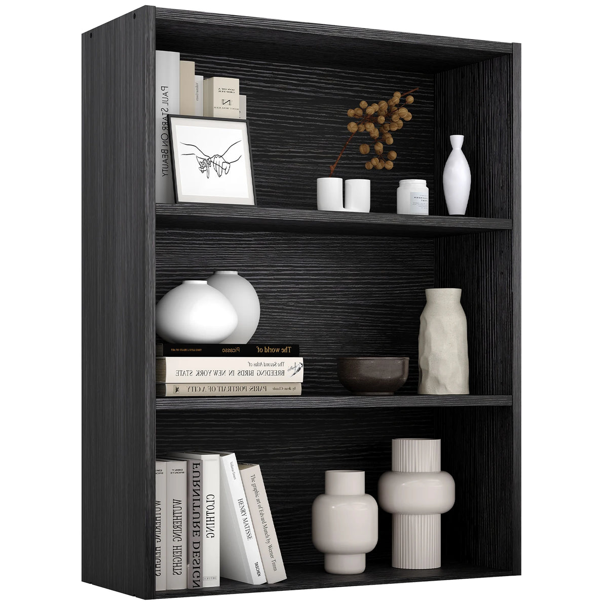 JHK Modern 4 Tier Wooden Bookcase For Living Room Furniture