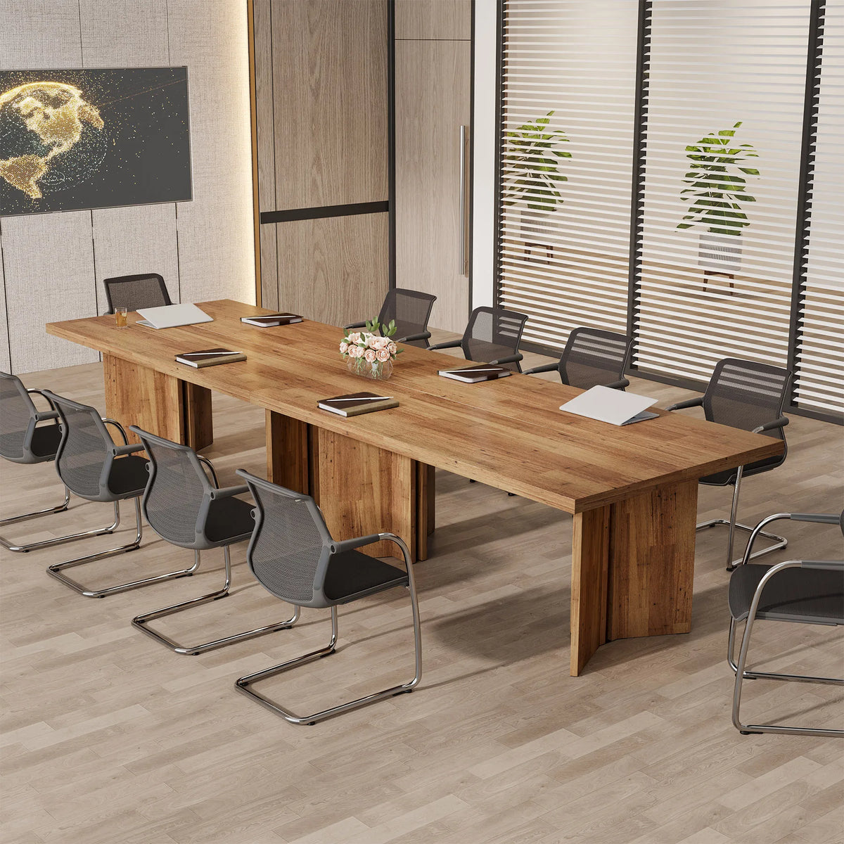 Tribesigns Vintage Farmhouse Wood Executive Home Office Desk