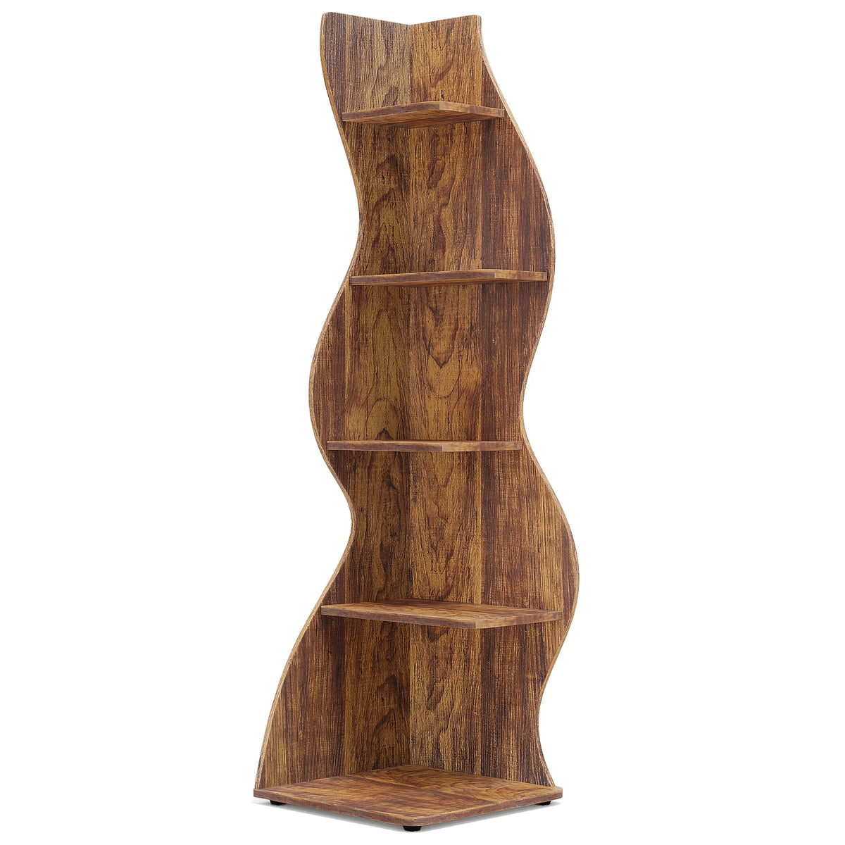 Tribesigns Modern Five Tier Wooden Corner Bookshelf Plant Stand