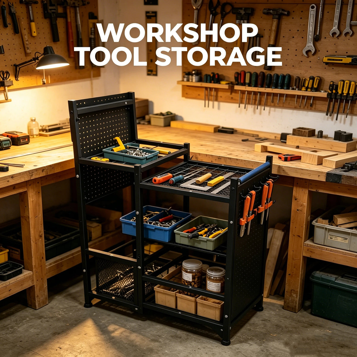 Heavy Duty Freestanding Metal Garden Tool Storage Rack Organizer