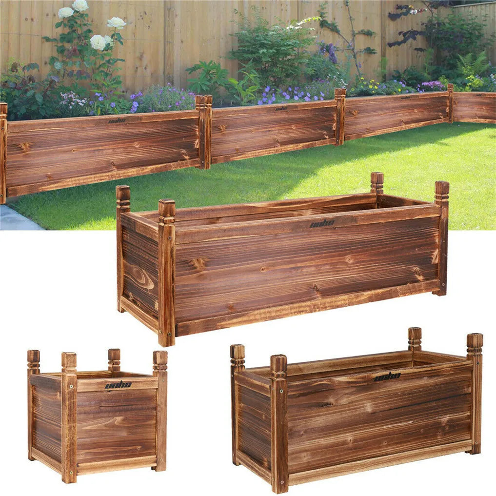 Durable Wooden Raised Flower Bed For Indoor And Outdoor Planting