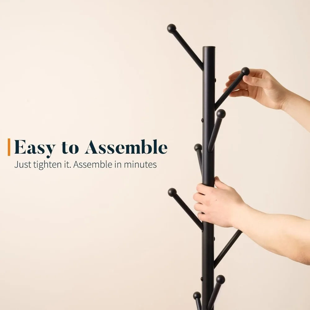 XIUWO Freestanding Coat Rack With Marble Base And Coat Hooks