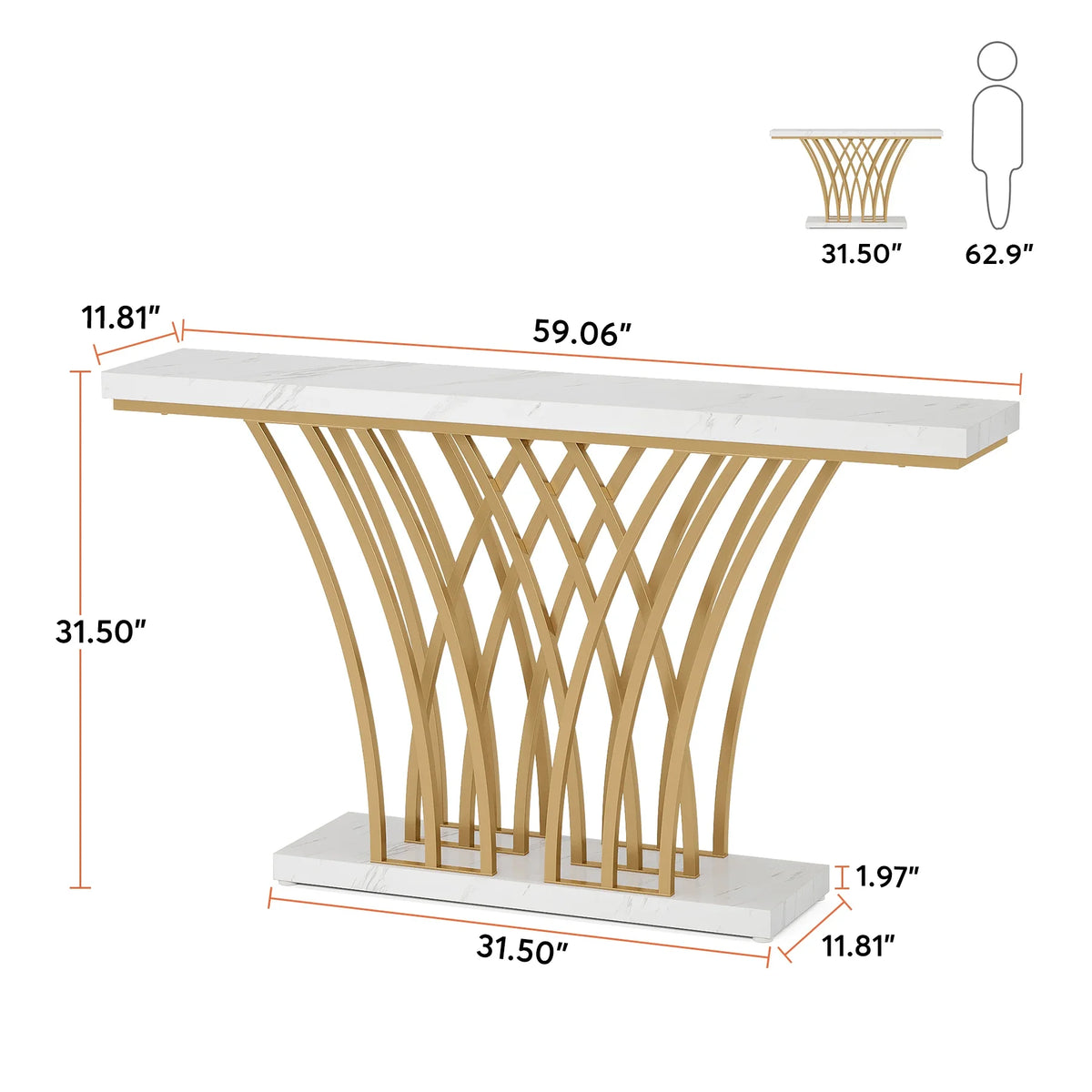 Tribesigns Modern Entryway Console Table With Metal Grid Base